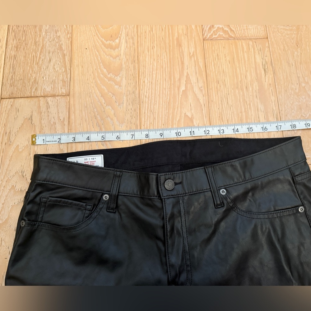 Gap Vegan leather baby boot cut pants black size 16 Short biker edge grunge glam - Picture 2 of 8